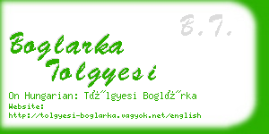 boglarka tolgyesi business card